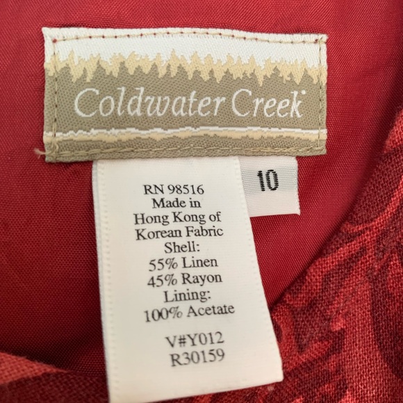 NWT Coldwater Creek Elegant Red Floral Linen Blend Dress - Picture 5 of 6